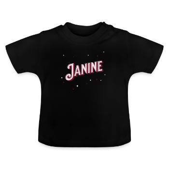 Janine name personalized - Baby Organic T-Shirt with Round Neck - black - Front