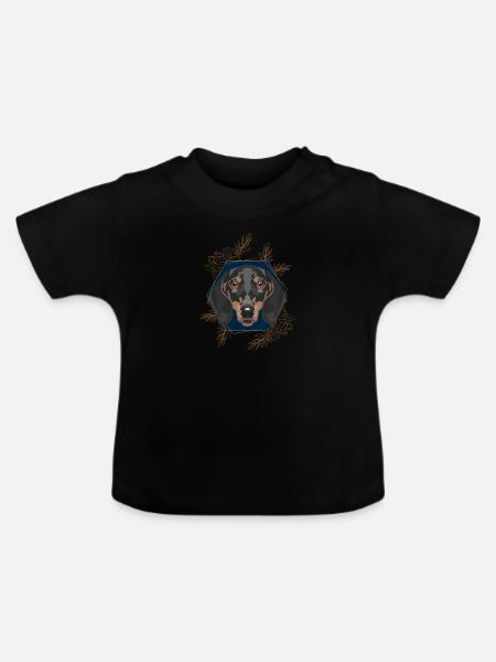 Goldener Hund Dackel - Baby Bio-T-Shirt mit Rundhals - Schwarz