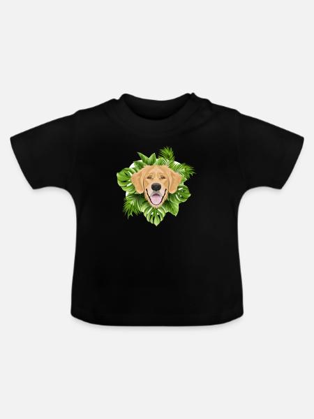 Tropical Golden Retriever - Baby Bio-T-Shirt mit Rundhals - Schwarz