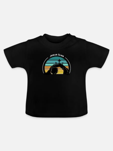Jesus lebt - Baby Bio-T-Shirt mit Rundhals - Schwarz