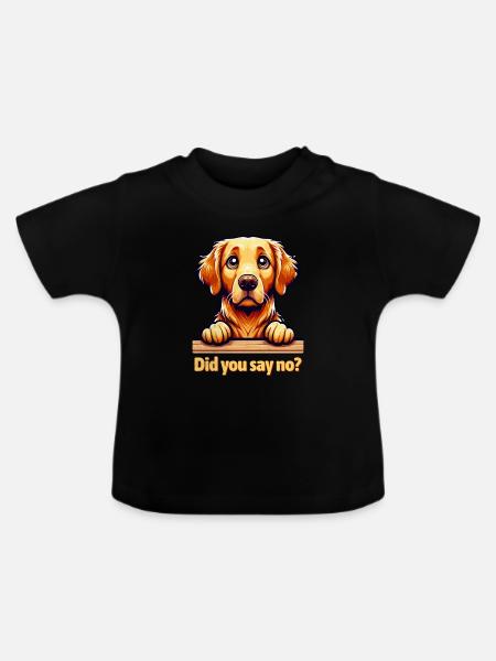 Süßer Golden Retriever - Baby Bio-T-Shirt mit Rundhals - Schwarz