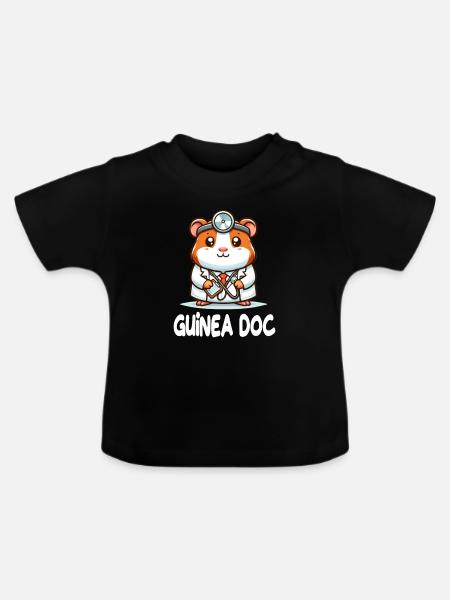 Doktor Meerschweinchen Guinea Doc - Baby Bio-T-Shirt mit Rundhals - Schwarz