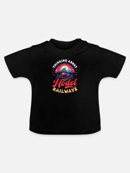 Modelleisenbahn: Modelleisenbahn denken - Baby Bio-T-Shirt mit Rundhals - Schwarz