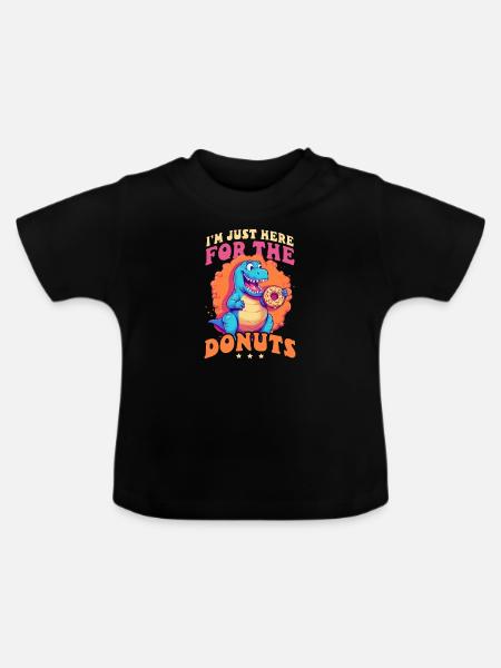 Donut hier für Donuts - Baby Bio-T-Shirt mit Rundhals - Schwarz