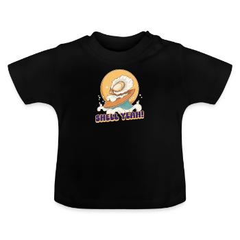 Oyster Shell Yeah! - Baby Organic T-Shirt with Round Neck - black - Front