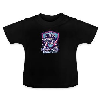 4 juillet Chat né pour être félin libre - T-shirt bio col rond Bébé - noir - Devant
