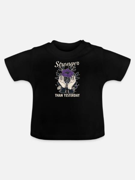 Häusliche Gewalt stärker als gestern - Baby Bio-T-Shirt mit Rundhals - Schwarz