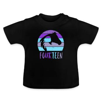Geburtstag 14 Mädchen Pferd Reiten Stall Fourteen - Baby Bio-T-Shirt mit Rundhals - Schwarz - Vorne