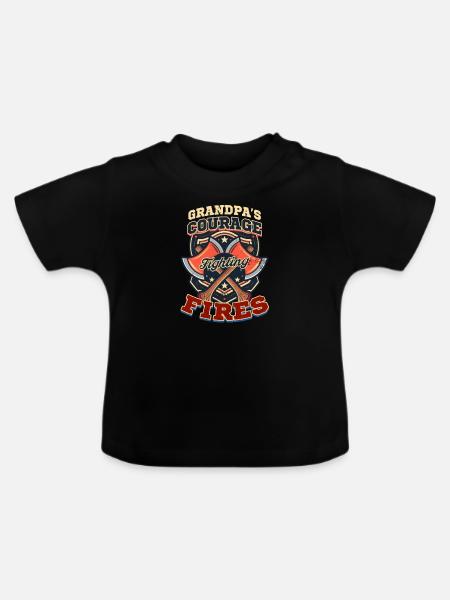 Feuerwehrmann Opa bekämpft Brände - Baby Bio-T-Shirt mit Rundhals - Schwarz