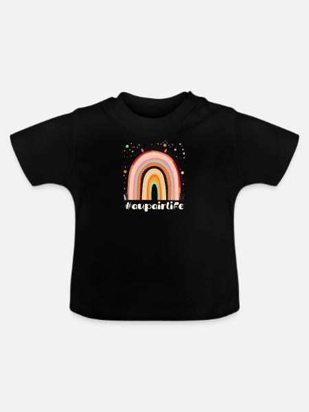 Au Pair #Aupairlife - Baby Bio-T-Shirt mit Rundhals - Schwarz
