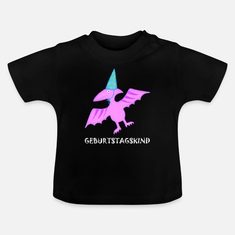 Fødselsdagsdreng Pteranodon Pterosaur Dinosaur - Økologisk T-shirt til baby, rund hals - sort