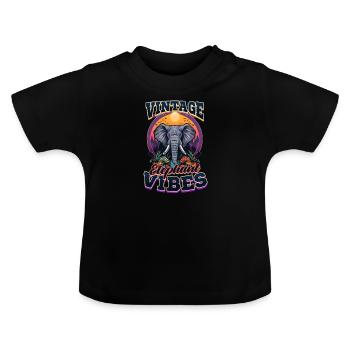 Elephant Vintage Elephant Vibes - Baby Organic T-Shirt with Round Neck - black - Front