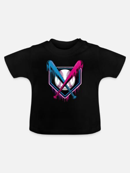 Baseball Leidenschaft Neon Stil - Baby Bio-T-Shirt mit Rundhals - Schwarz
