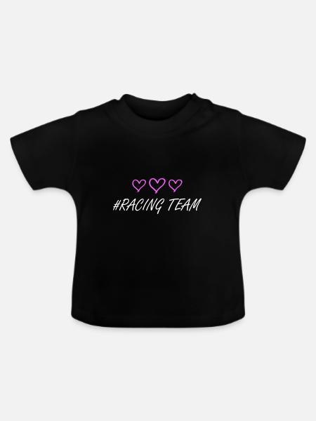 Racing Team herzchen - Baby Bio-T-Shirt mit Rundhals - Schwarz