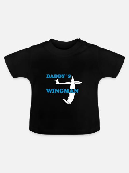 daddys wingman Geschenk - Baby Bio-T-Shirt mit Rundhals - Schwarz