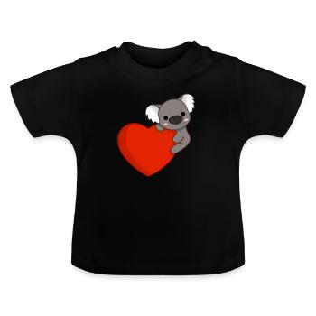 Baby Koala Herz - Baby Bio-T-Shirt mit Rundhals - Schwarz - Vorne
