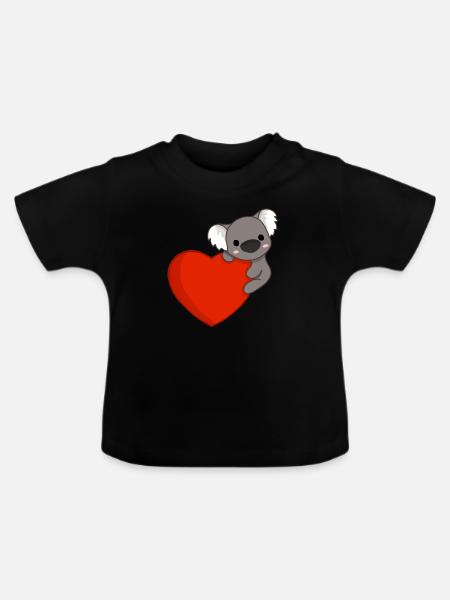 baby koala heart - Baby Organic T-Shirt with Round Neck - black