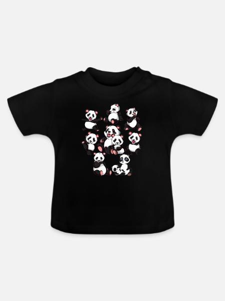 Pandabär - Baby Bio-T-Shirt mit Rundhals - Schwarz