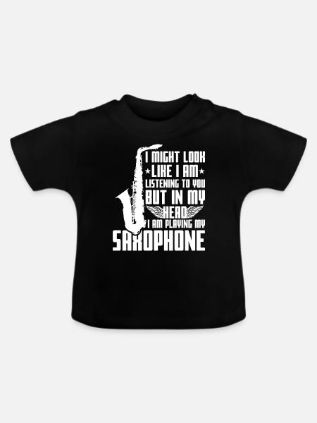 Spruch Saxophon lustig - Baby Bio-T-Shirt mit Rundhals - Schwarz
