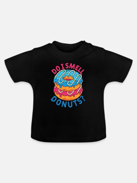 Süßigkeiten Lustiges Geschenk Streusel Donuts - Baby Bio-T-Shirt mit Rundhals - Schwarz