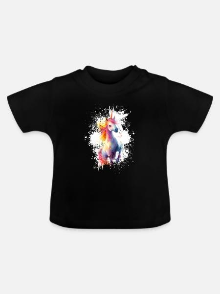 Einhorn Fabelwesen - Baby Bio-T-Shirt mit Rundhals - Schwarz