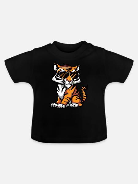 Tiger Tier - Baby Bio-T-Shirt mit Rundhals - Schwarz