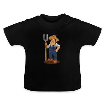 Cadeau de dessin animé de fourche de fermier - T-shirt bio col rond Bébé - noir - Devant