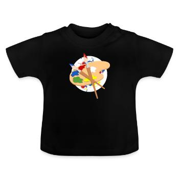 Kunst Palette Farben Pinsel malen Geschenkidee - Baby Bio-T-Shirt mit Rundhals - Schwarz - Vorne