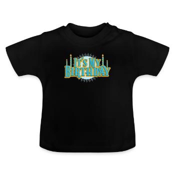 Birthday My Birthday Retro Candles Party Gift - Baby Organic T-Shirt with Round Neck - black - Front