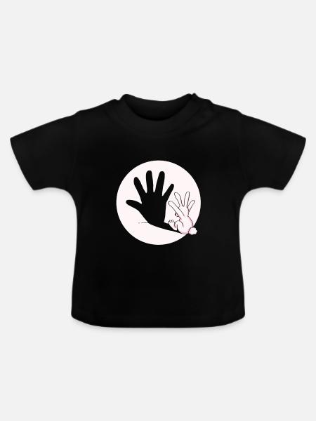 Hase Kaninchen Schatten Hand Ostern Geschenkidee - Baby Bio-T-Shirt mit Rundhals - Schwarz