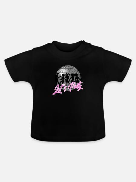 Let's Party 70er Discokugel Disco - Baby Bio-T-Shirt mit Rundhals - Schwarz