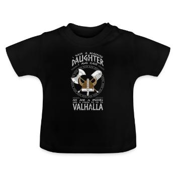Viking dad dad daughter Walhalla gift - Baby Organic T-Shirt with Round Neck - black - Front