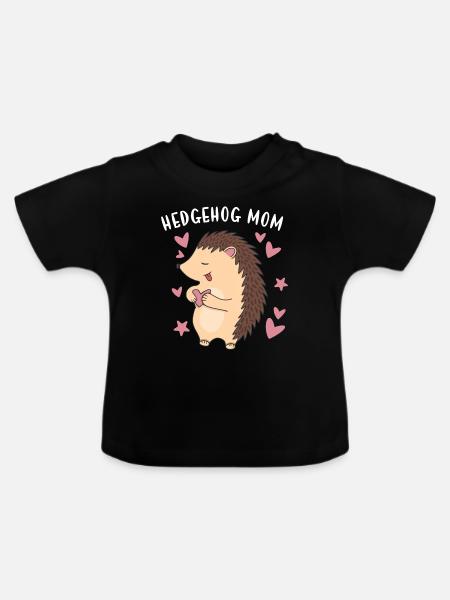 Hedgie Hedgehog Mom Hedgehog - Baby Bio-T-Shirt mit Rundhals - Schwarz