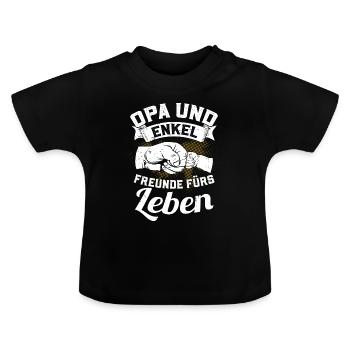 Opa und Enkel - Freunde fürs Leben - Baby Bio-T-Shirt mit Rundhals - Schwarz - Vorne