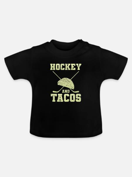 Hockey And Tacos - Baby Bio-T-Shirt mit Rundhals - Schwarz