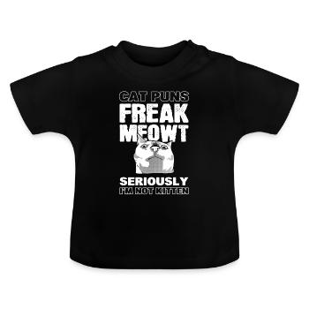 Chats Jeux de mots Amoureux des animaux - T-shirt bio col rond Bébé - noir - Devant