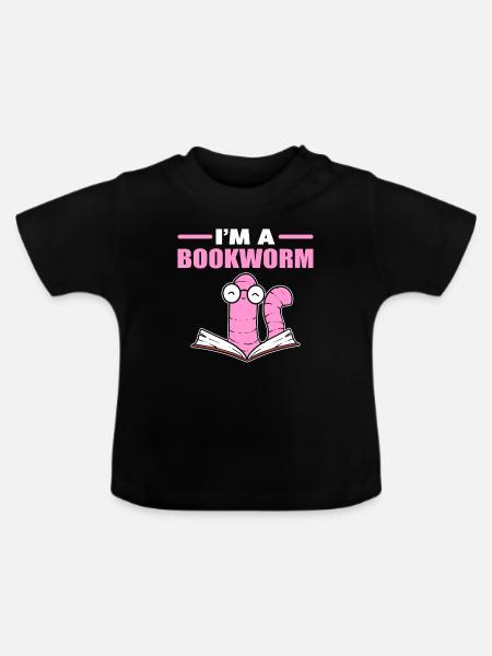 I'm A Bookworm Buchliebhaber - Baby Bio-T-Shirt mit Rundhals - Schwarz