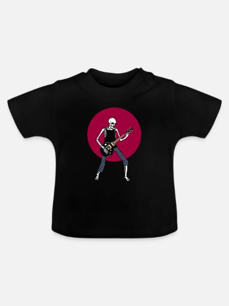 Skelettgitarrist Gitarrenspieler - Baby Bio-T-Shirt mit Rundhals - Schwarz