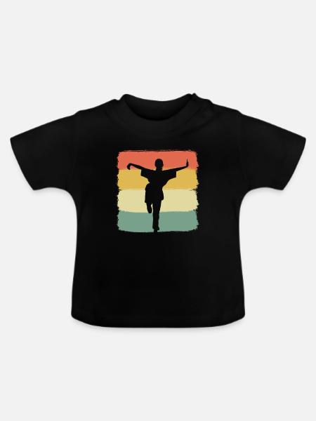 Kung-Fu-Kampf Kampfsportler - Baby Bio-T-Shirt mit Rundhals - Schwarz