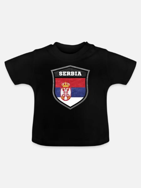 Serbien Schild Logo Emblem - Baby Bio-T-Shirt mit Rundhals - Schwarz