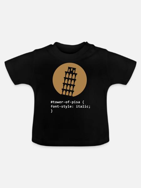 Der Turm von Pisa - Baby Bio-T-Shirt mit Rundhals - Schwarz
