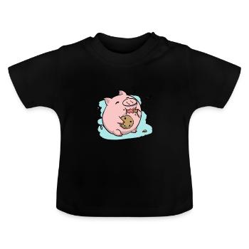 Biscuit Cochon - T-shirt bio col rond Bébé - noir - Devant