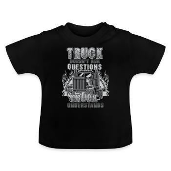 Le camion ne demande pas - T-shirt bio col rond Bébé - noir - Devant