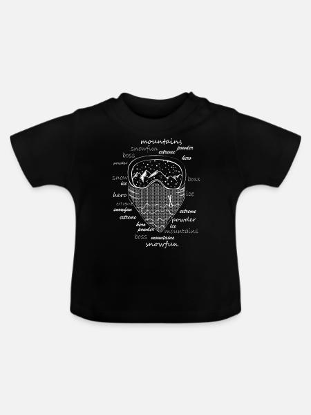 SKI - BLICK - WEISS - Baby Bio-T-Shirt mit Rundhals - Schwarz