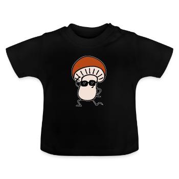 mushroom - Baby Organic T-Shirt with Round Neck - black - Front
