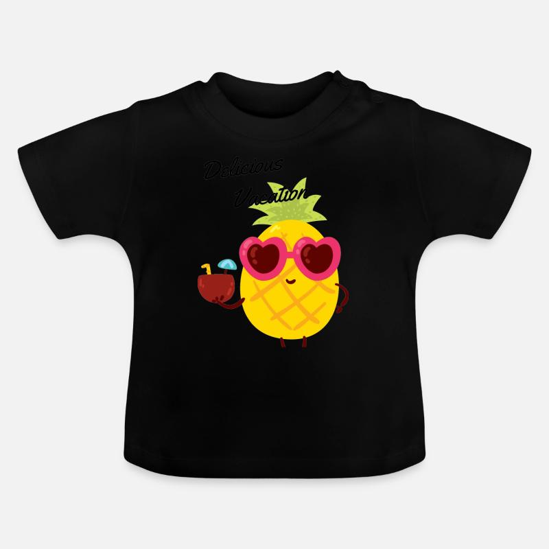 Délicieuses vacances - T-shirt bio col rond Bébé - noir