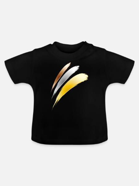 gold silber bronze - Baby Bio-T-Shirt mit Rundhals - Schwarz