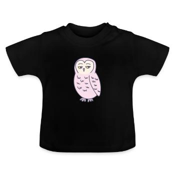 Eule Genervt Lustig - Baby Bio-T-Shirt mit Rundhals - Schwarz - Vorne
