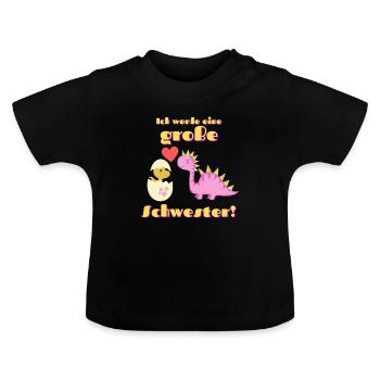 Ich werde eine große Schwester - Baby Bio-T-Shirt mit Rundhals - Schwarz - Vorne