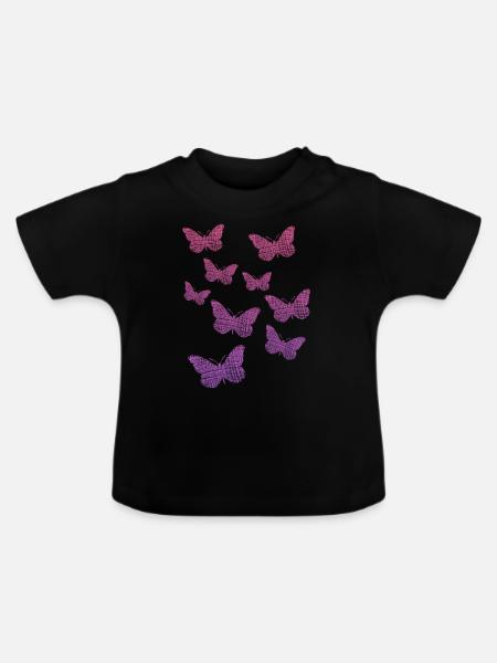 Butterflies - Baby Bio-T-Shirt mit Rundhals - Schwarz